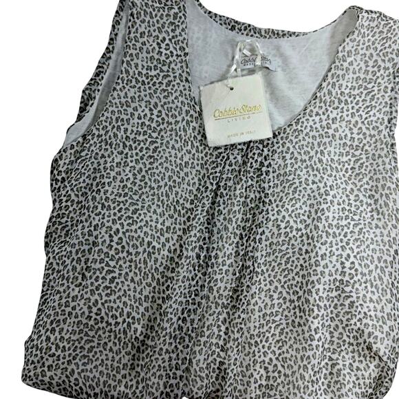 Cobblestone Living MED 100% Silk Animal Print Sleeveless Blouse Top Italy Lux - Picture 1 of 7
